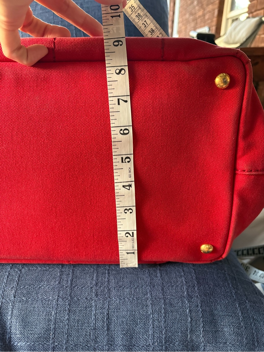 Authentic PRADA Canapa Small Canvas Tote Bag Rosso Red B2439G w/ Auth Card - Picture 12 of 12